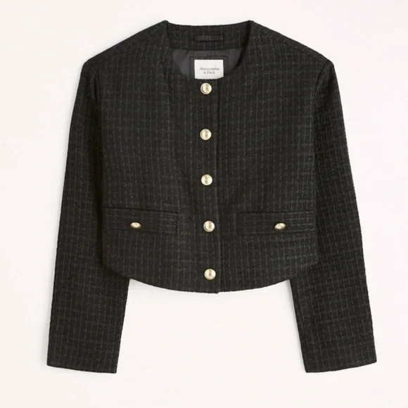 Abercrombie & Fitch Collarless Tweed Jacket - Picture 2 of 8